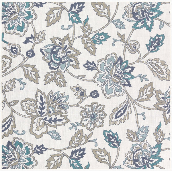 Livabliss Alfresco Flatweave Olefin Area Rug Cottage Style for Patio Sunroom or Living Space Pale Blue, Taup 8'10" x 8'10" Square ALF9674-89SQ