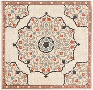 Livabliss Alfresco Traditional Olefin Outdoor Area Rug Low Pile Patio Deck All Weather Rust, Brown 8'10" x 8'10" Square ALF9679-89SQ