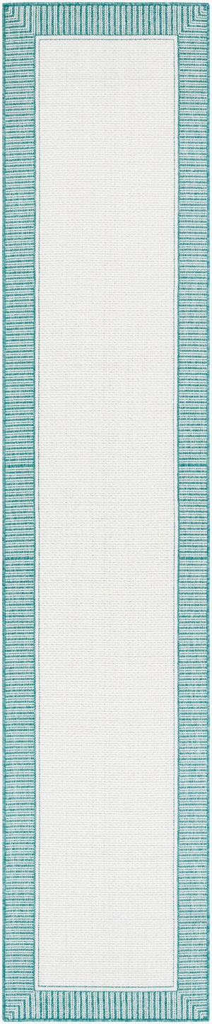 Livabliss Alfresco Olefin Flatweave Runner Rug Cottage Style for Hallways and Entryways Teal, White 2'5" x 11'10" ALF9680-23119