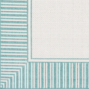Livabliss Alfresco Olefin Flatweave Runner Rug Cottage Style for Hallways and Entryways Teal, White 8'10" x 8'10" Square ALF9680-89SQ