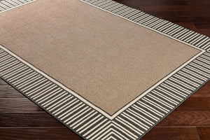 Livabliss Alfresco Flatweave Olefin Area Rug Cottage Style Indoor Outdoor Hose Clean Patio Brown, Black 8'10" x 8'10" Round ALF9684-89RD