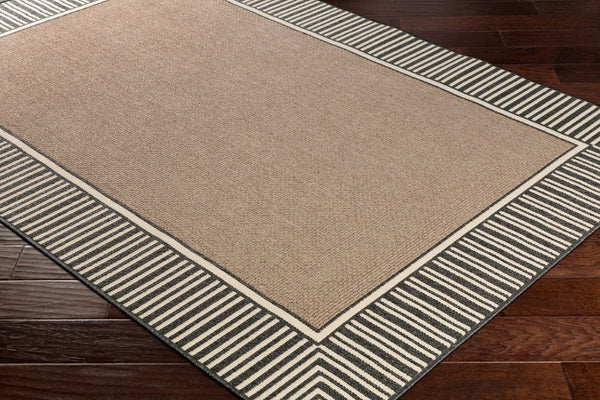 Livabliss Alfresco Flatweave Olefin Area Rug Cottage Style Indoor Outdoor Hose Clean Patio Brown, Black 8'10" x 8'10" Round ALF9684-89RD