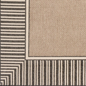 Livabliss Alfresco Flatweave Olefin Area Rug Cottage Style Indoor Outdoor Hose Clean Patio Brown, Black 8'10" x 8'10" Round ALF9684-89RD