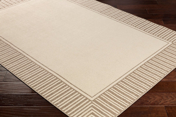 Livabliss Alfresco Flatweave Olefin Area Rug Outdoor Ready Cottage Style High Traffic Floor Brown, Beige 5'3" x 5'3" ALF9685-53RD