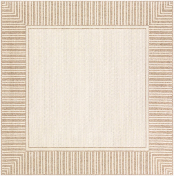 Livabliss Alfresco Flatweave Olefin Area Rug Outdoor Ready Cottage Style High Traffic Floor Brown, Beige 7'3" x 7'3" ALF9685-73SQ