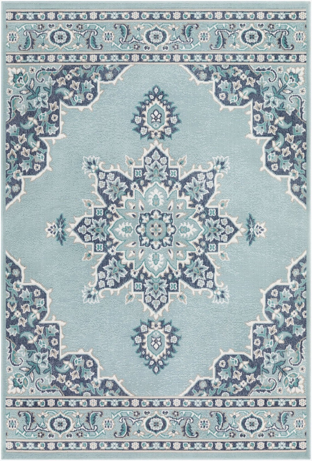 Livabliss Alfresco Outdoor Olefin Area Rug with Traditional Pattern for Patio or Entryway Use Navy, Pale Blue 8'10" x 12'10" ALF9687-89129