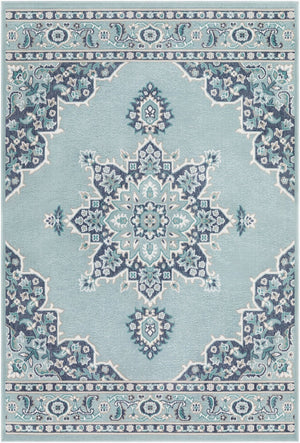 Livabliss Alfresco Outdoor Olefin Area Rug with Traditional Pattern for Patio or Entryway Use Navy, Pale Blue 8'10" x 12'10" ALF9687-89129