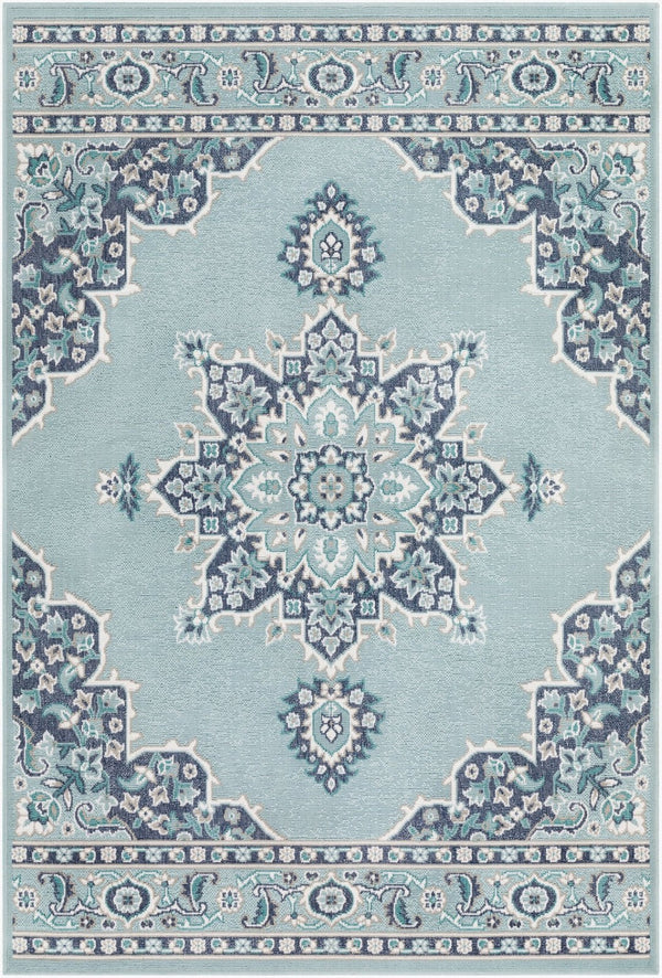 Livabliss Alfresco Outdoor Olefin Area Rug with Traditional Pattern for Patio or Entryway Use Navy, Pale Blue 8'10" x 12'10" ALF9687-89129