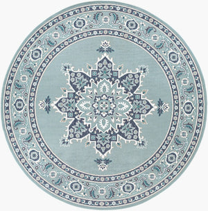 Livabliss Alfresco Outdoor Olefin Area Rug with Traditional Pattern for Patio or Entryway Use Navy, Pale Blue 8'10" x 8'10" ALF9687-89RD