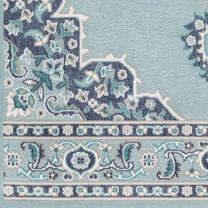 Livabliss Alfresco Outdoor Olefin Area Rug with Traditional Pattern for Patio or Entryway Use Navy, Pale Blue 5'3" x 5'3" ALF9687-53RD