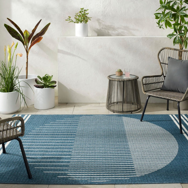 Livabliss Alfresco Outdoor Flatweave Runner Polypropylene Rug for Patio Porch and Deck Use Midnight Blue, 2'5" x 11'10" ALF9689-251110