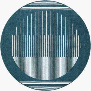 Livabliss Alfresco Outdoor Flatweave Runner Polypropylene Rug for Patio Porch and Deck Use Midnight Blue, 5'3" x 5'3" Round ALF9689-53RD