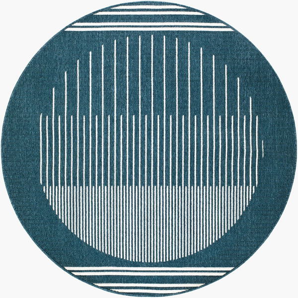 Livabliss Alfresco Outdoor Flatweave Runner Polypropylene Rug for Patio Porch and Deck Use Midnight Blue, 5'3" x 5'3" Round ALF9689-53RD