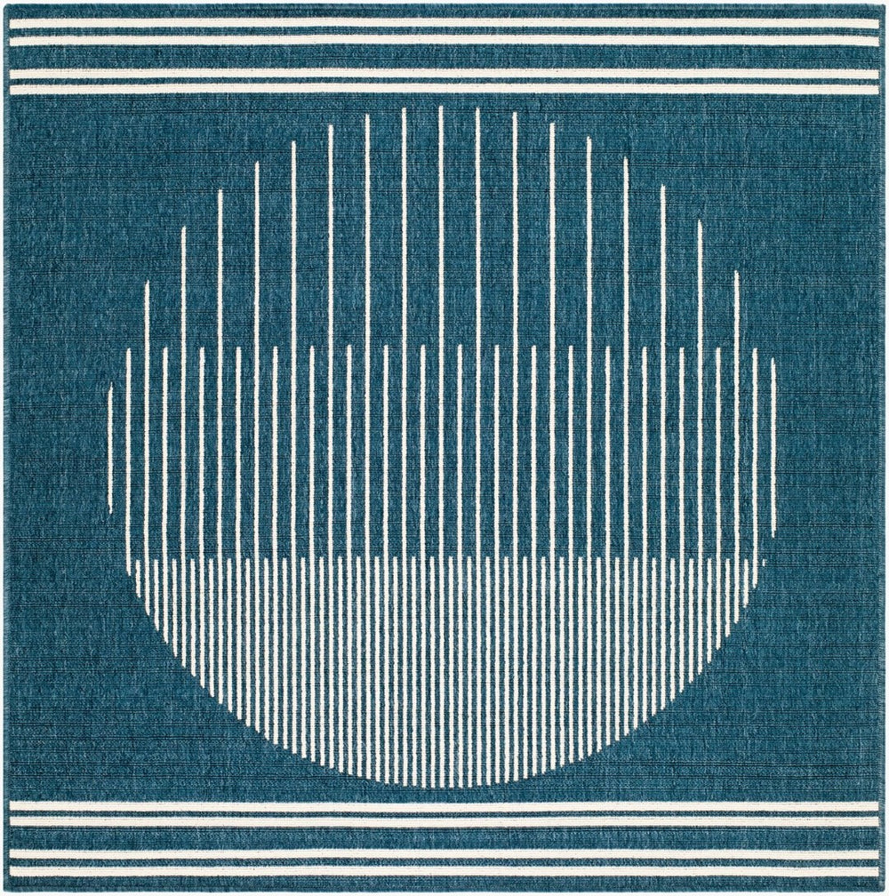 Livabliss Alfresco Outdoor Flatweave Runner Polypropylene Rug for Patio Porch and Deck Use Midnight Blue, 5'3" x 5'3" Square ALF9689-53SQ