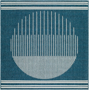 Livabliss Alfresco Outdoor Flatweave Runner Polypropylene Rug for Patio Porch and Deck Use Midnight Blue, 5'3" x 5'3" Square ALF9689-53SQ