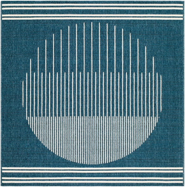 Livabliss Alfresco Outdoor Flatweave Runner Polypropylene Rug for Patio Porch and Deck Use Midnight Blue, 5'3" x 5'3" Square ALF9689-53SQ