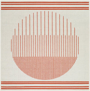 Livabliss Alfresco Outdoor Flatweave Runner Polypropylene Rug for Patio Deck Porch Use Crimson, Ivory 8'10" x 8'10" Square ALF9690-810SQ