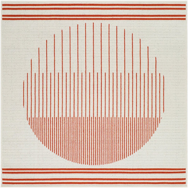 Livabliss Alfresco Outdoor Flatweave Runner Polypropylene Rug for Patio Deck Porch Use Crimson, Ivory 8'10" x 8'10" Square ALF9690-810SQ