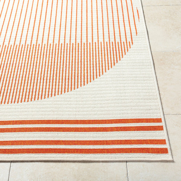 Livabliss Alfresco Outdoor Flatweave Runner Polypropylene Rug for Patio Deck Porch Use Crimson, Ivory 5'3" x 5'3" Round ALF9690-53RD