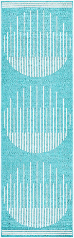 Livabliss Alfresco Outdoor Polypropylene Flatweave Runner Rug for Patio Deck and Porch Use Aqua, Ivory 2'5" x 11'10" ALF9691-251110