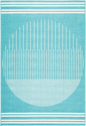 Livabliss Alfresco Outdoor Polypropylene Flatweave Runner Rug for Patio Deck and Porch Use Aqua, Ivory 5'11" x 8'10" ALF9691-511810