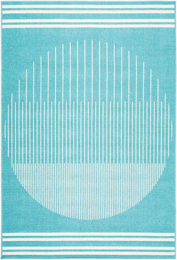 Livabliss Alfresco Outdoor Polypropylene Flatweave Runner Rug for Patio Deck and Porch Use Aqua, Ivory 5'11" x 8'10" ALF9691-511810
