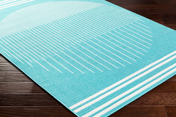 Livabliss Alfresco Outdoor Polypropylene Flatweave Runner Rug for Patio Deck and Porch Use Aqua, Ivory 5'11" x 8'10" ALF9691-511810
