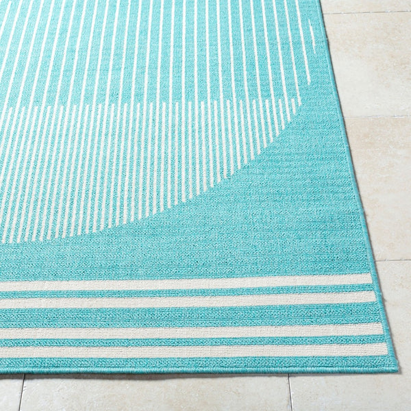 Livabliss Alfresco Outdoor Polypropylene Flatweave Runner Rug for Patio Deck and Porch Use Aqua, Ivory 5'11" x 8'10" ALF9691-511810