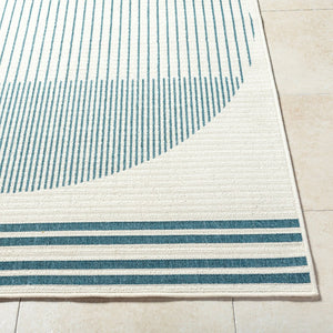 Livabliss Alfresco Outdoor Polypropylene Flatweave Runner Rug for Patios Decks and Covered Porches Ivory, Midnight 7'3" x 10'6" ALF9693-73106