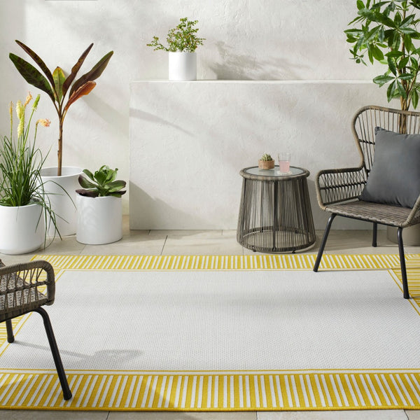 Livabliss Alfresco Flatweave Olefin Runner Rug for Patio Hallway or Entryway Cottage Style Sunflower Yello 5'11" x 8'10" ALF9694-511810