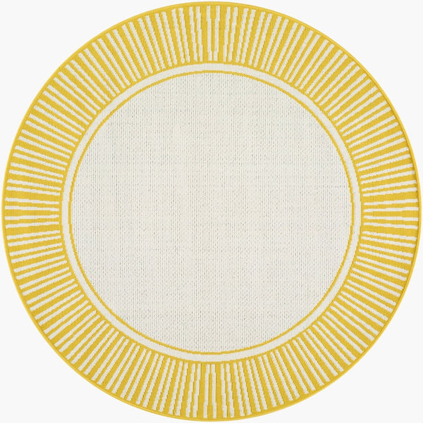 Livabliss Alfresco Flatweave Olefin Runner Rug for Patio Hallway or Entryway Cottage Style Sunflower Yello 5'3" x 5'3" Round ALF9694-53RD