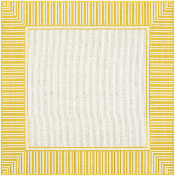 Livabliss Alfresco Flatweave Olefin Runner Rug for Patio Hallway or Entryway Cottage Style Sunflower Yello 5'3" x 5'3" Square ALF9694-53SQ