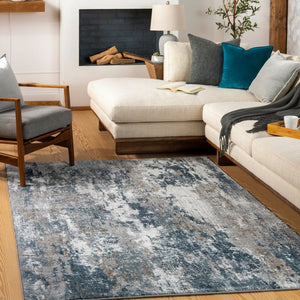 Livabliss Allegro Contemporary Polyester Area Rug for Living Room Office or Hallway Decor Ivory, Sky Blue 9'2" x 12' ALG2306-9212