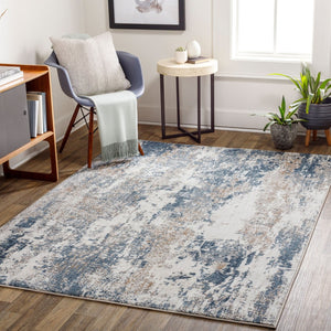 Livabliss Allegro Contemporary Polyester Area Rug Machine Woven for Living Rooms and Busy Spaces Ivory, Sky Blue 9'2" x 12' ALG2307-9212