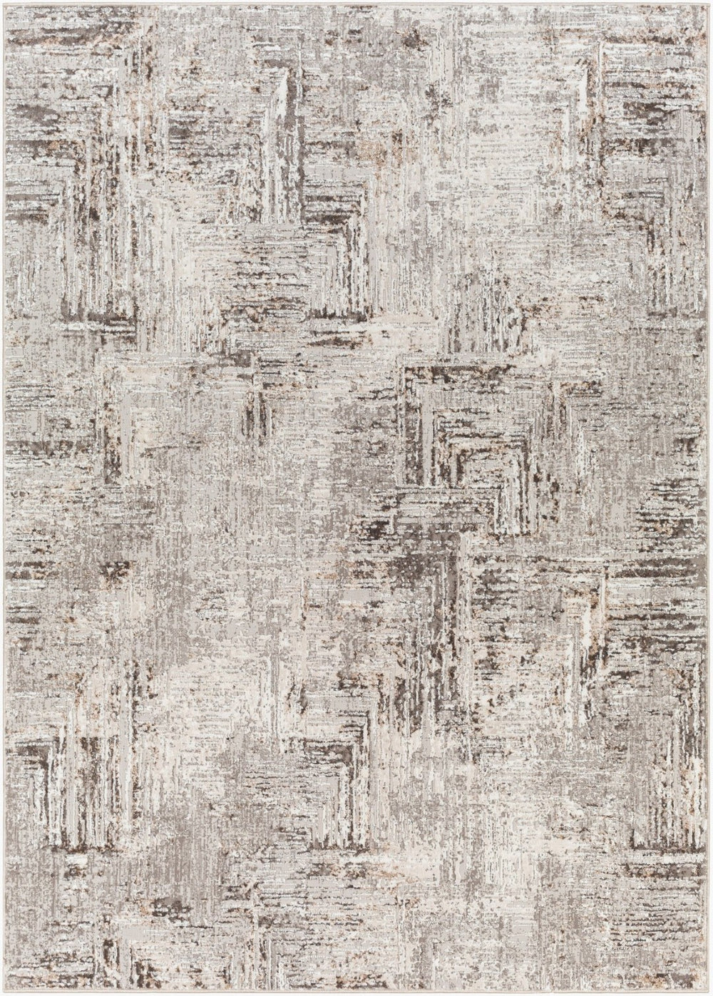 Livabliss Allegro Geometric Polyester Area Rug Turkish Woven Low Pile for Living or Dining Rooms Ivory, Charcoal 6'7" x 9' ALG2321-679