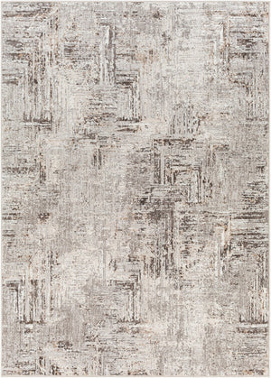 Livabliss Allegro Geometric Polyester Area Rug Turkish Woven Low Pile for Living or Dining Rooms Ivory, Charcoal 6'7" x 9' ALG2321-679