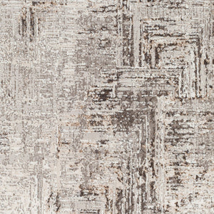 Livabliss Allegro Geometric Polyester Area Rug Turkish Woven Low Pile for Living or Dining Rooms Ivory, Charcoal 6'7" x 9' ALG2321-679
