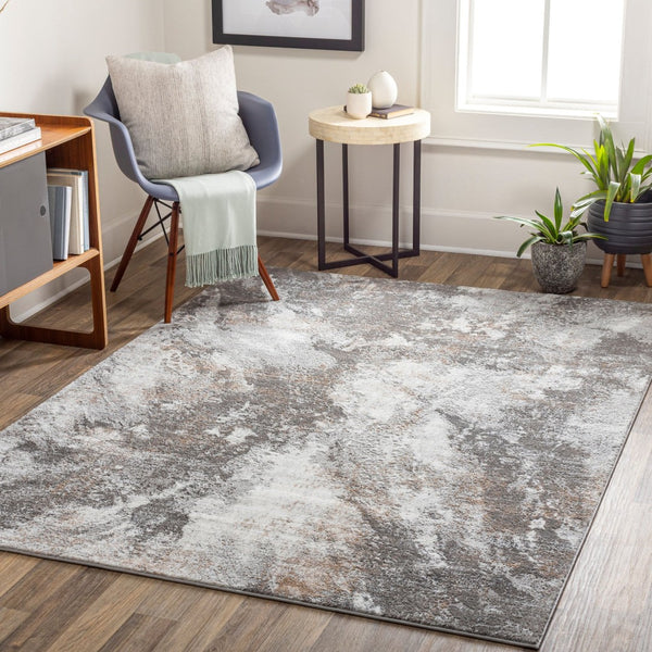 Livabliss Allegro Geometric Polyester Area Rug Machine Woven in Turkey for Modern Living Spaces Ivory, Charcoal 5'3" x 7' ALG2336-537