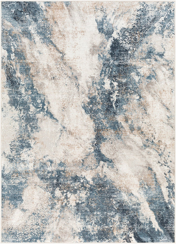 Livabliss Allegro Geometric Polyester Area Rug Turkey Woven Modern Living Room Floor Accent Ivory, Sky Blue 9'2" x 12' ALG2338-9212