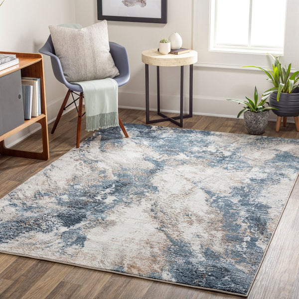 Livabliss Allegro Geometric Polyester Area Rug Turkey Woven Modern Living Room Floor Accent Ivory, Sky Blue 9'2" x 12' ALG2338-9212