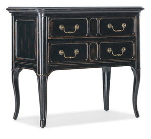 Hooker Furniture Charleston Black Cherry Two-Drawer Nightstand With Antique-Bronze Hardware, Usb Ports, Distressed Elegance 6750-90215-97