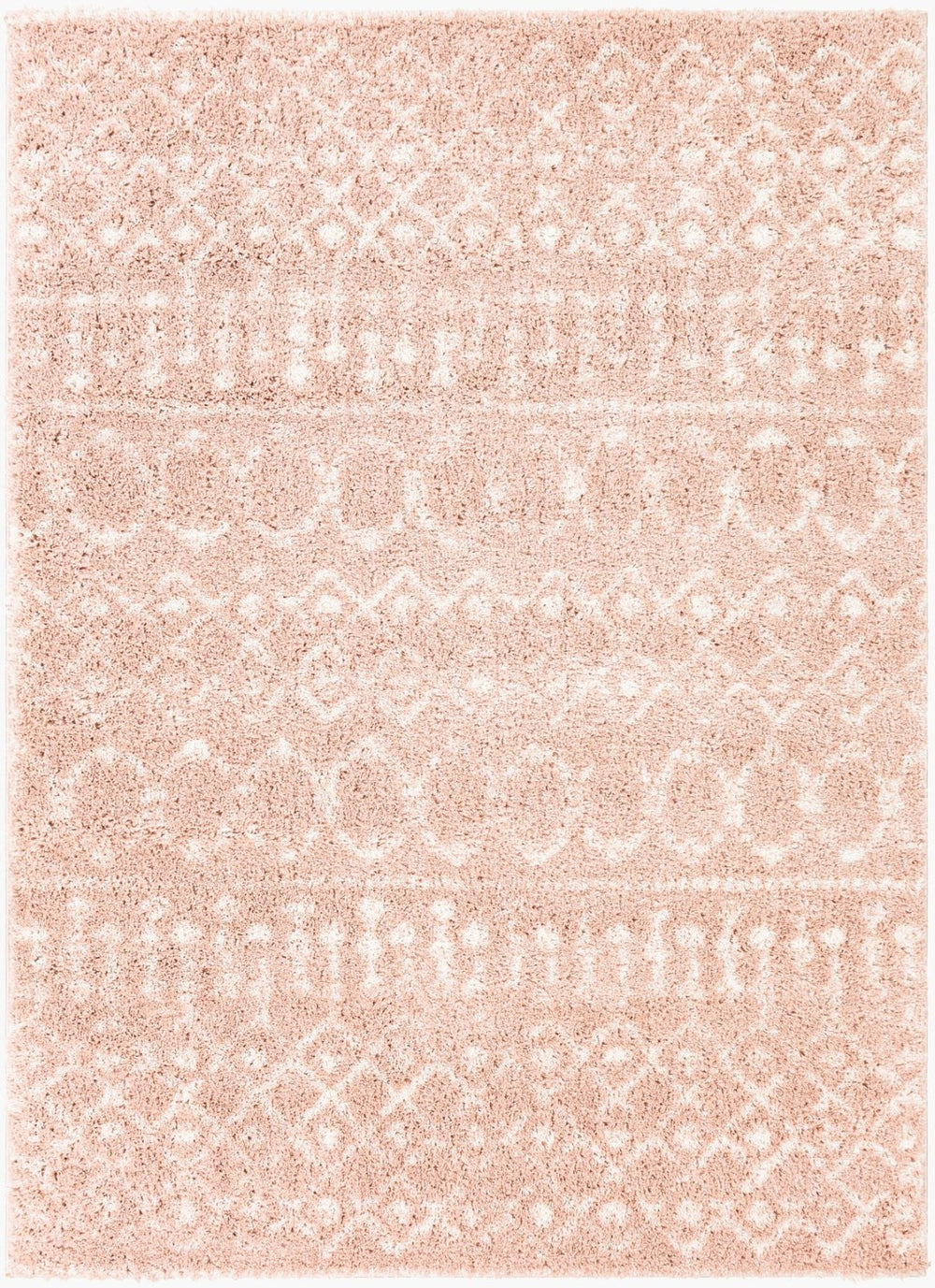 Livabliss Aliyah Plush Polyester Shag Rug Global Style Accent for Entryways and Bedside Areas Blush, Cream 6'7" x 9' ALH2300-679