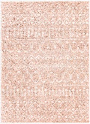 Livabliss Aliyah Plush Polyester Shag Rug Global Style Accent for Entryways and Bedside Areas Blush, Cream 6'7" x 9' ALH2300-679