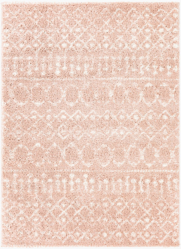 Livabliss Aliyah Plush Polyester Shag Rug Global Style Accent for Entryways and Bedside Areas Blush, Cream 6'7" x 9' ALH2300-679