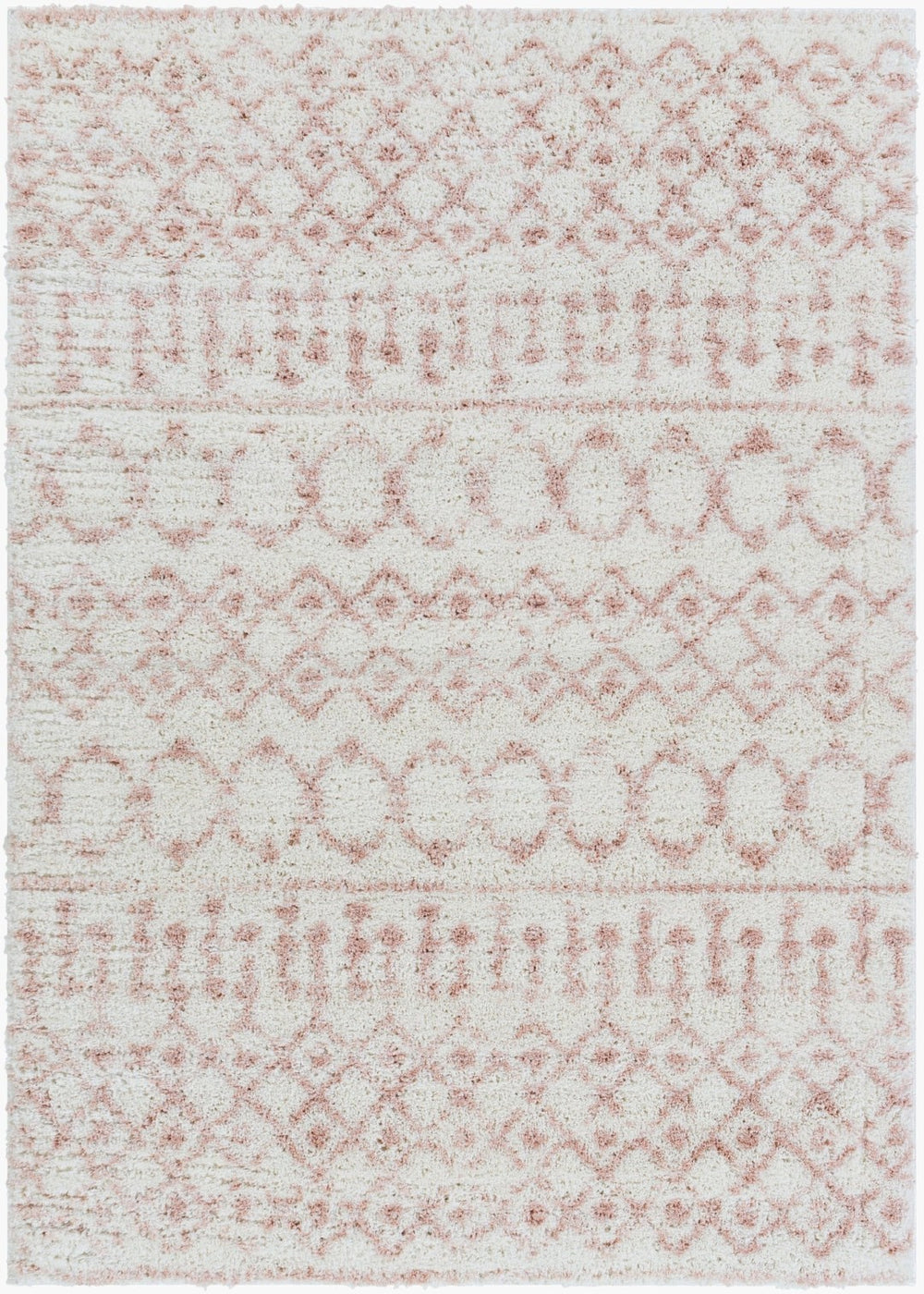 Livabliss Aliyah Moroccan Shag Rug Plush Polyester Pile Woven Accent for Bedroom or Entryway Cream, Blush 6'7" x 9' ALH2301-679