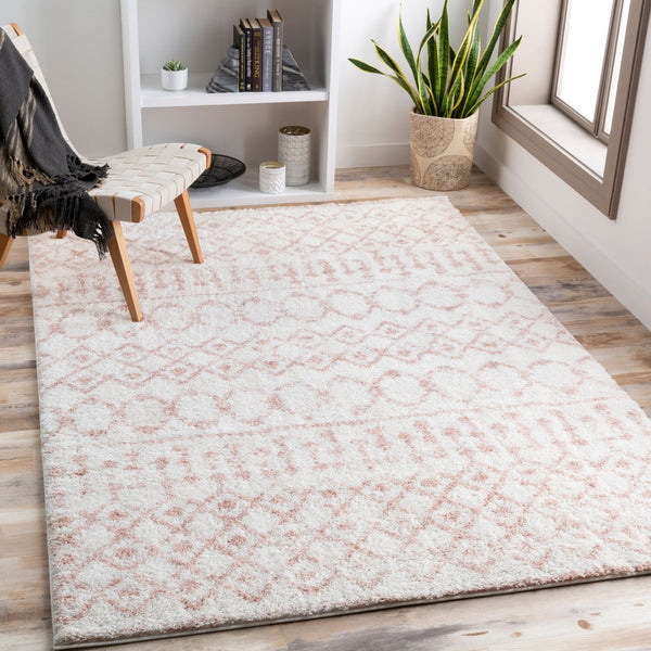 Livabliss Aliyah Moroccan Shag Rug Plush Polyester Pile Woven Accent for Bedroom or Entryway Cream, Blush 7'10" x 10' ALH2301-71010