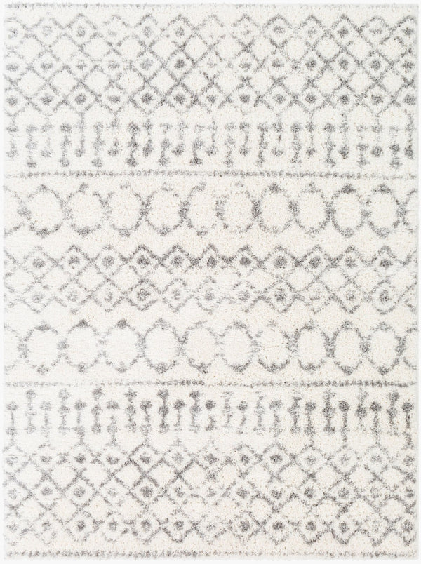Livabliss Aliyah Plush Polyester Shag Rug Machine Woven in Turkey for Entryways and Bedrooms Cream, Gray 6'7" x 9' ALH2302-679