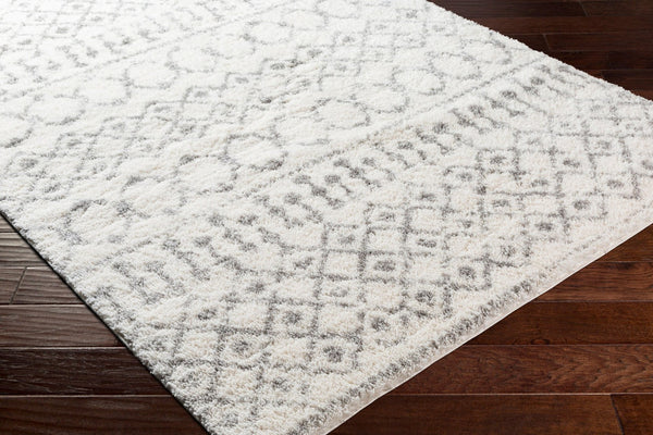 Livabliss Aliyah Plush Polyester Shag Rug Machine Woven in Turkey for Entryways and Bedrooms Cream, Gray 6'7" x 9' ALH2302-679