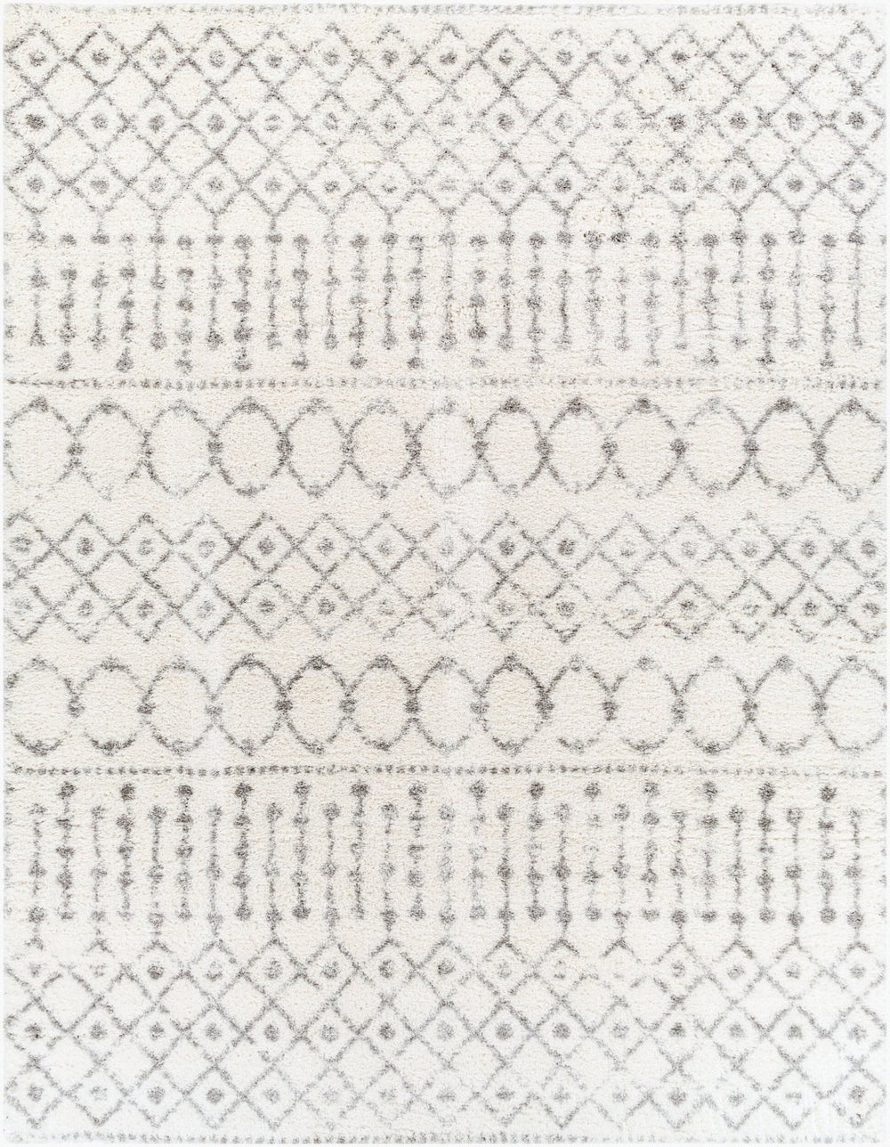 Livabliss Aliyah Plush Polyester Shag Rug Machine Woven in Turkey for Entryways and Bedrooms Cream, Gray 7'10" x 10' ALH2302-71010