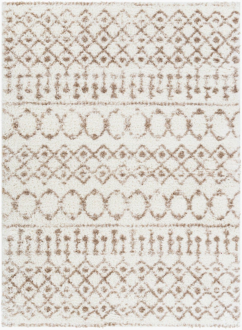 Livabliss Aliyah Moroccan Shag Rug Plush Polyester Pile Bohemian Accent for Entryway or Bedroom Tan, Cream 5'3" x 7'3" ALH2303-5373
